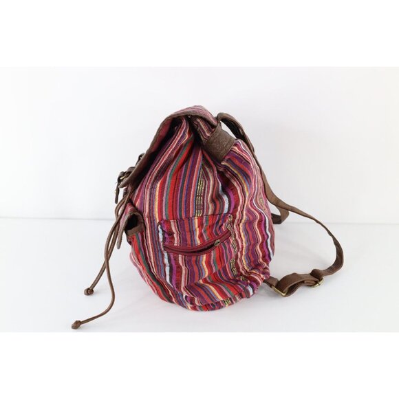 Vtg American Eagle Outfitters Distressed Rainbow Striped Top Loader Backpack Bag main image 4